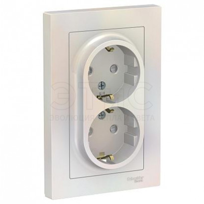 Розетка двойная скрытая З/К С/Ш 16А 250В IP20  в сборе жемчуг ATLASDESIGN